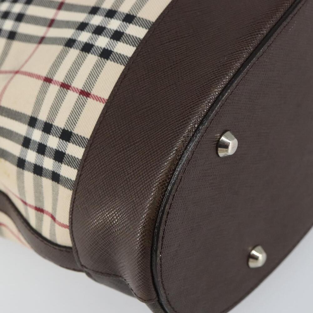 BURBERRY Nova Check Tote Bag PVC Beige Silver Auth BA8673 - Picture 14 of 16